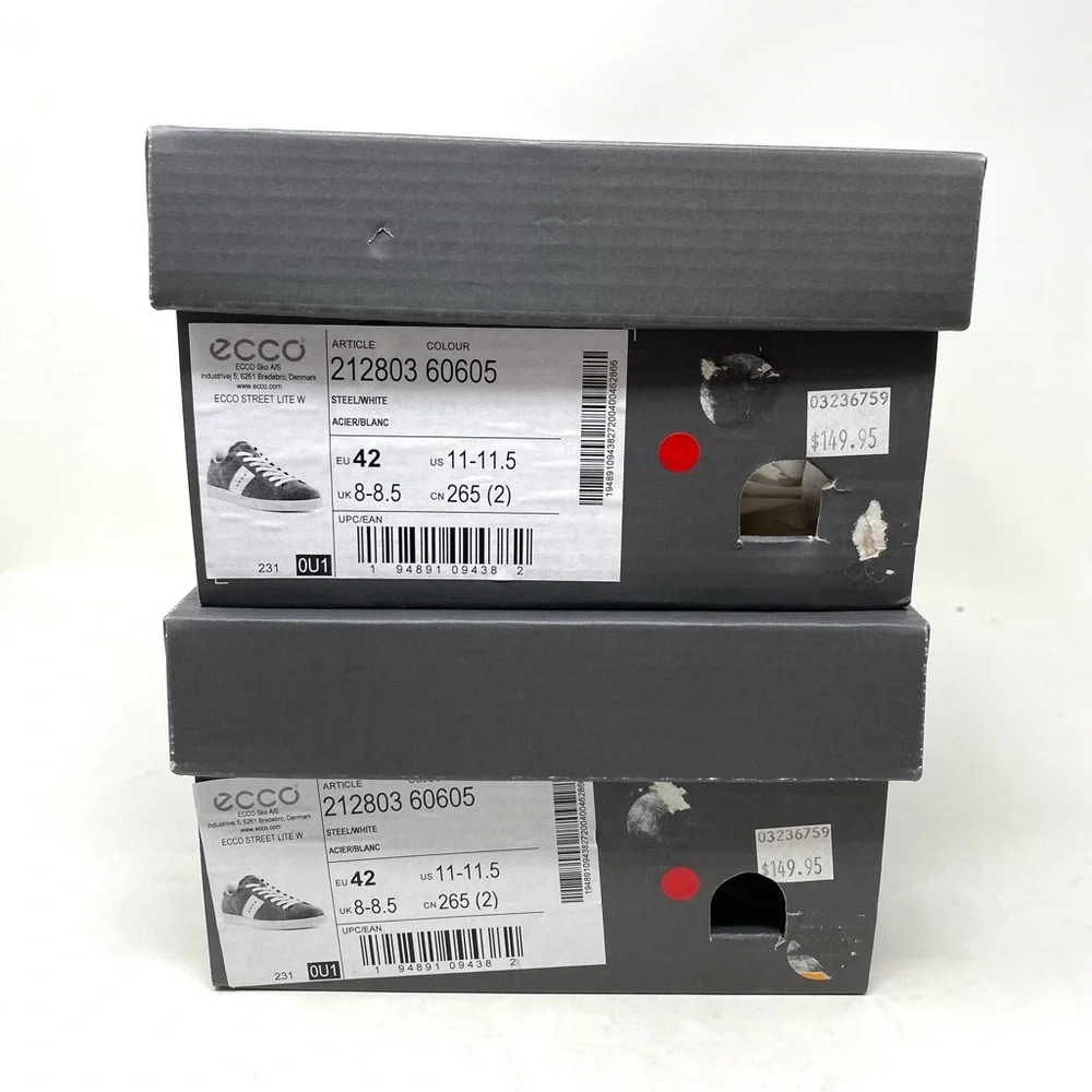 ECCO Women’s Street Lite Leather Sneaker Steel/White Size 42 | New in Box - Picture 8 of 8